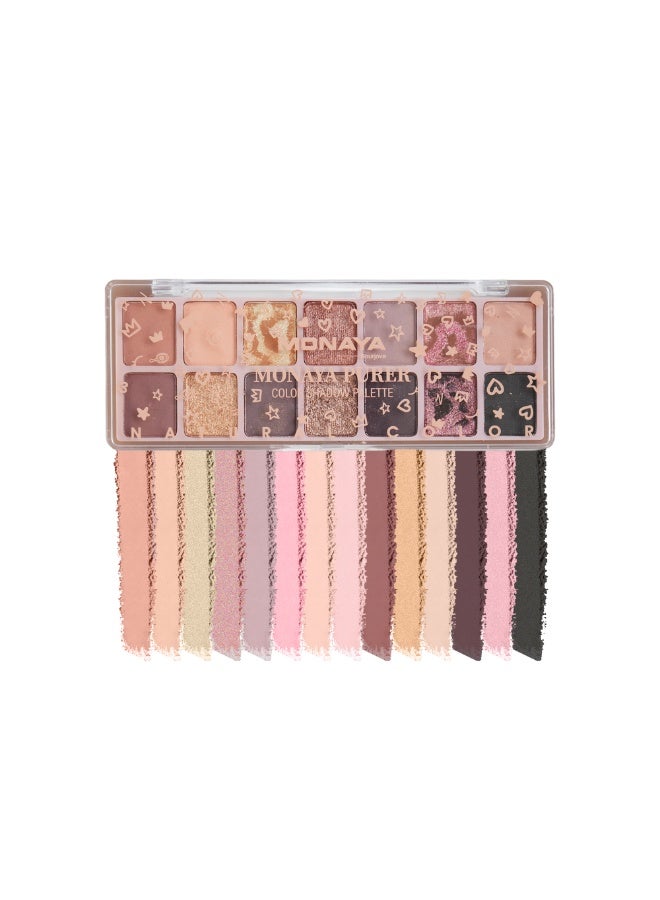 مونايا Purer Palette Y015 - مجموعة ظلال العيون بـ 14 لونًا، صيغة عالية الصبغة وطويلة الأمد، 9 غرام، مثالية لكل لون بشرة - Image 2